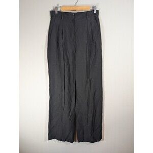 Club Monaco Womens Black Linen Blend Wide Leg Pants Sz 8 Lagenlook Mature Classy
